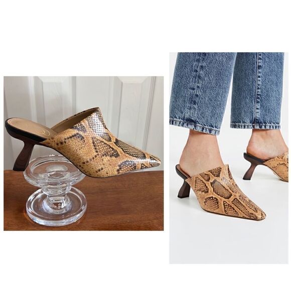 Sam Edelman Skya Snakeskin Print Embossed Leather Mules - Picture 1 of 15